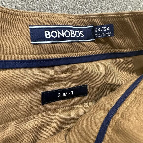 Bonobos Slim Fit Chino Pants 34x29 Thursday‎ Khaki Cotton Dress Casual *Altered* - Picture 4 of 9